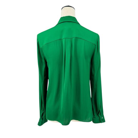 Alice + Olivia NWT Solid Kelly Green Long Sleeve Button Up Classy Blouse $265 - Picture 3 of 10